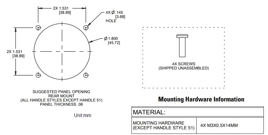 Mechanical Drawing - OTTO JHM Medium Hall Effect Joysticks